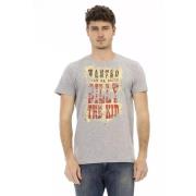 Trussardi Grå Casual T-shirt med Frontprint Gray, Herr