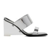 Alexander McQueen Silver Metallic Sandaler med Glasplattform Gray, Dam