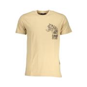 Cavalli Class Tryck Logo Rund Hals T-shirt Beige, Herr