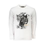 Cavalli Class Vit Bomullssweatshirt med Tryckt Logotyp White, Herr