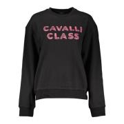 Cavalli Class Elegant borstad sweatshirt med tryck Black, Dam