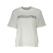 Patrizia Pepe Elegant Vit T-shirt med Strassdetaljer White, Dam