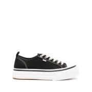 Ami Paris Svarta Canvas Sneakers Kontrastsömnad Black, Herr