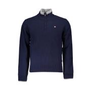 Napapijri Stilren Kontrast Half-Zip Tröja Blue, Herr