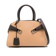 Salvatore Ferragamo Beige Toteväska Color-Block Design Beige, Dam