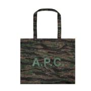 A.p.c. Vändbar Shoppingväska Grön Logotyp Axel Multicolor, Dam