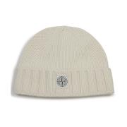 Stone Island Kompass Ull Beret Vit Hatt White, Herr