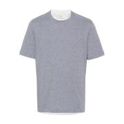 Brunello Cucinelli Grå Bomull Lagers T-shirt Jersey Design Gray, Herr