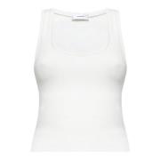 Wardrobe.nyc Ribbad Crop Tank Top White, Dam