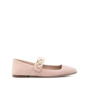 Valentino Garavani Ballerina VLogo Beige Skor Pink, Dam