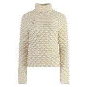 Bottega Veneta Fiskfjällsdesign Ull Turtleneck Tröja Beige, Dam