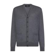 Dsquared2 Grå Stickad Kofta Tröja Gray, Herr