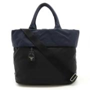 Prada Vintage Pre-owned Nylon axelremsvskor Blue, Dam