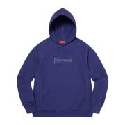 Kaws Begränsad upplaga Krit Box Logo Hoodie Blue, Herr