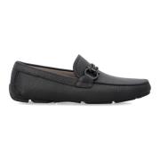 Salvatore Ferragamo Premium Läder Loafers Nero Ljusgrå Black, Herr