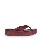 Cortana Handgjord Kork Plattform Sandal Red, Dam