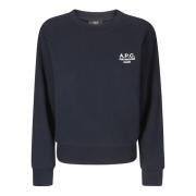 A.p.c. Blå Boxy Fit Sweatshirt med Broderat Logotyp Blue, Dam