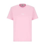 Msgm Rosa Bomull T-shirt Rund Hals Logo Pink, Dam