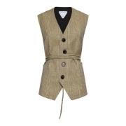 Bottega Veneta Prince of Wales Vest Beige, Dam