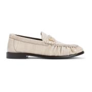 Saint Laurent Ivory Läder Loafer Skor Beige, Dam