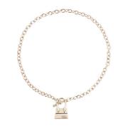 Jacquemus Elegant Väska Hänge Metalliskt Halsband Beige, Dam