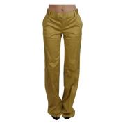 Just Cavalli Guld Bomull Mid Waist Dambyxor Yellow, Dam