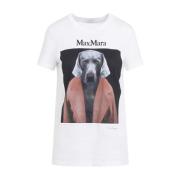 Max Mara Vit T-shirt med hundtryck White, Dam