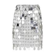 Paco Rabanne Metallic Mini Kjol Aw24 Gray, Dam