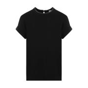 Brunello Cucinelli Svart Bomull T-shirt med Monili Detalj Black, Dam