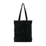 A.p.c. Svart Corduroy Logo Toteväska Black, Dam