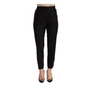 Dsquared2 Svarta Cropped Byxor Dragkedja Italien Black, Dam