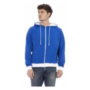 Baldinini Logo Dragkedja Sweatshirt Blue, Herr