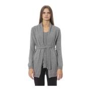 Baldinini Trendig Cardigan med Bälte och Monogram Gray, Dam