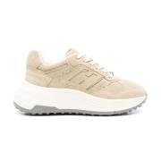 Hogan Sneakers Beige Panel Design Rund Tå Beige, Dam