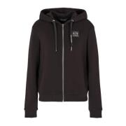 Armani Exchange Svart Zip Hoodie Tröja Black, Dam