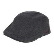 Brunello Cucinelli Mjuk Flanell Flat Cap med Logotyp Gray, Herr