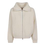 Herno Vit Cardigan Sweater Elegant Stil Beige, Dam