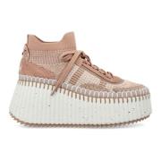 Chloé Rose Wedge Sneakers Aw24 Pink, Dam