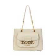 Moschino Ivory Shopper Väska med Guld Detaljer Beige, Dam