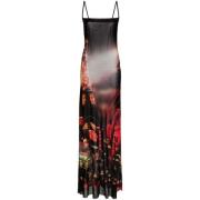 Jean Paul Gaultier Tryckt Mesh Slip Klänning Black, Dam