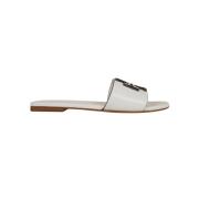 Tory Burch Vita Läder Sliders Elegant Komfort White, Dam