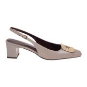 Tory Burch Mörk Älgskinn Slingback Pumps Beige, Dam