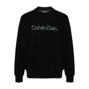 Calvin Klein Svart Bomull Crewneck Tröja Black, Herr