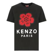 Kenzo Svart Blommönstrad T-shirt Black, Dam