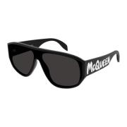 Alexander McQueen Black/Grey Sunglasses Am0386S Black, Herr