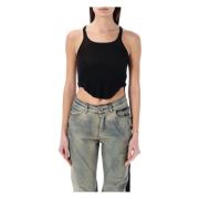 Rick Owens Svart Cropped Tank Top Aw24 Black, Dam