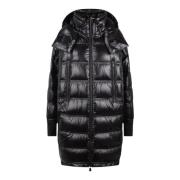 Moncler Nylon Midi Jacka med Dragkedja Black, Dam