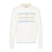 Casablanca Chenille Logo Patch Sweater White, Herr