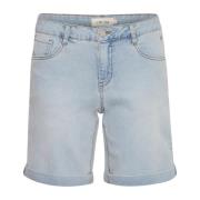 Cream Denim Shorts - Crzelina Texsas Blue Blue, Dam