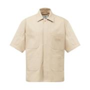 MM6 Maison Margiela Broderad bomullsgabardin skjorta Beige, Herr